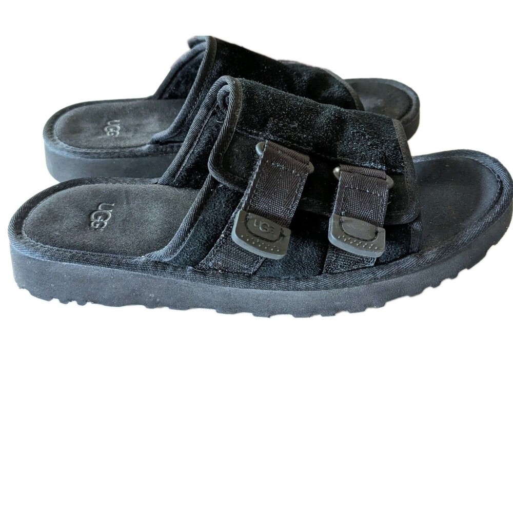 UGG Golden Coast Strap Slide Sandal Men's‎ Black Sandals 10 Suede Upper
